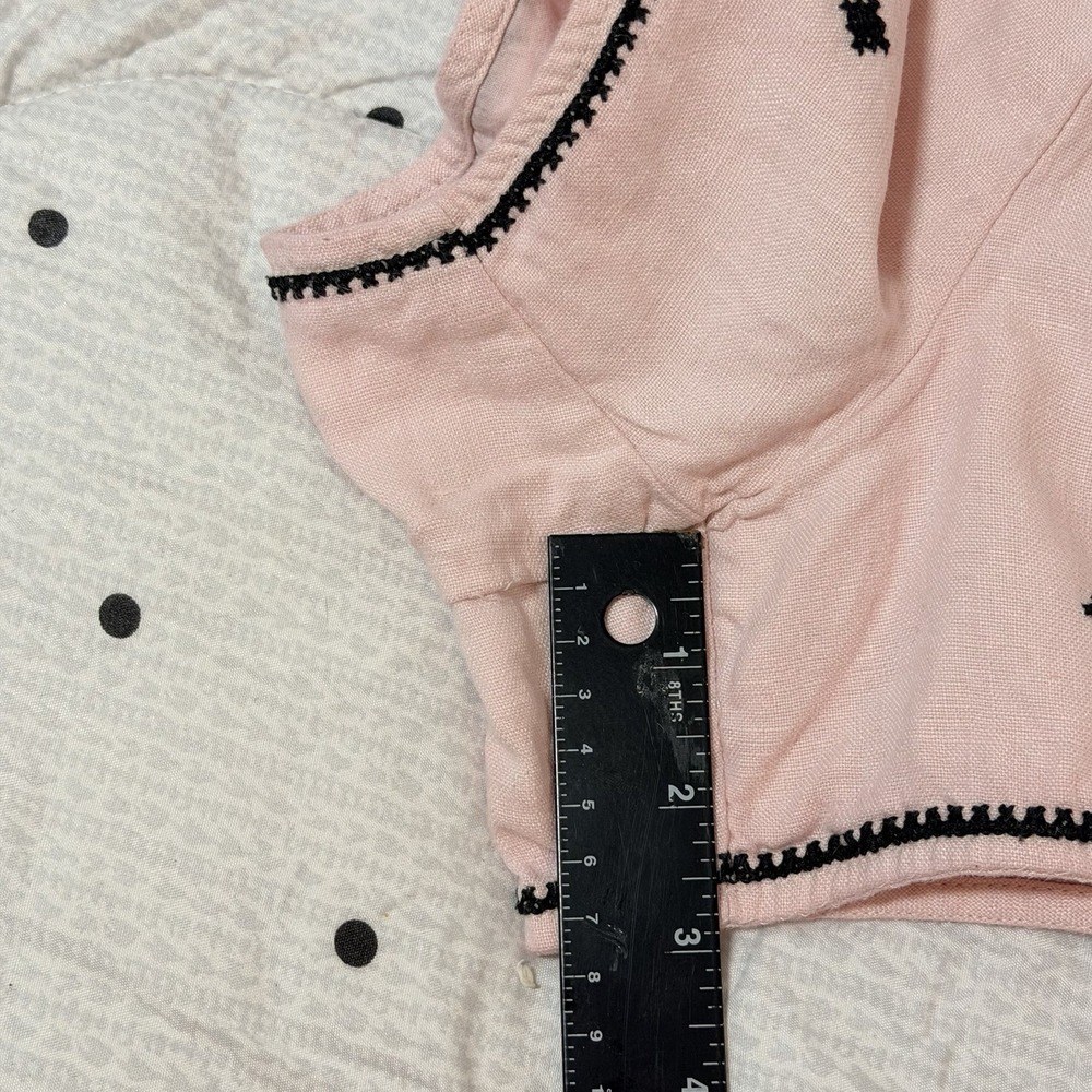 Madewell Pink Linen Pull On Shorts Embroidered Detail Lined Sz XL - Picture 5 of 7